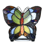 Tiffany Tafellamp Vlinder 15x8x13 cm LED Blauw Glas Tiffany Lampen