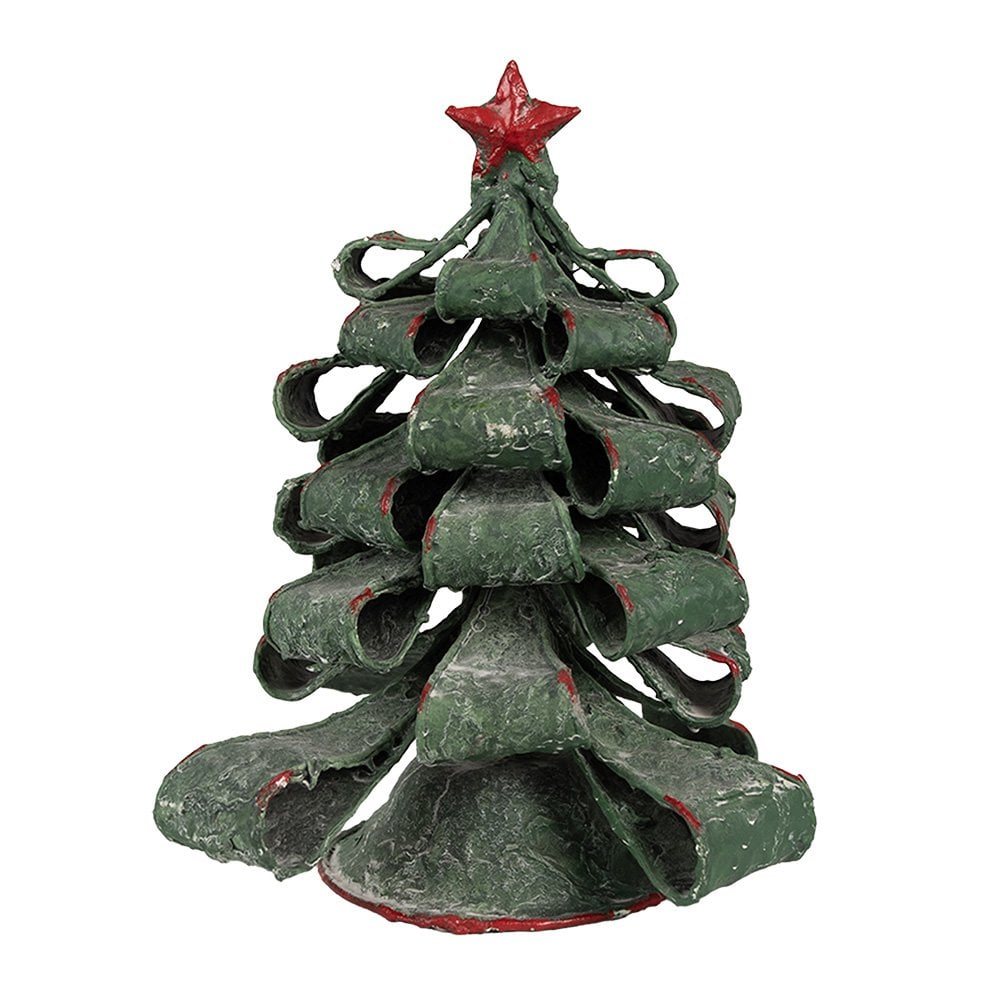 Kerstdecoratie Beeld Kerstboom Ø 21x24 cm Groen Metaal
