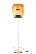 J-Line vloerlamp - glas - bruin - LED lichtjes
