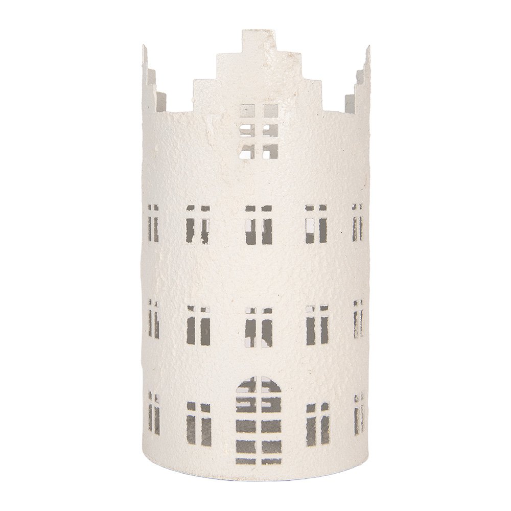 Waxinelichthouder Huis Ø 13x23 cm Wit Metaal