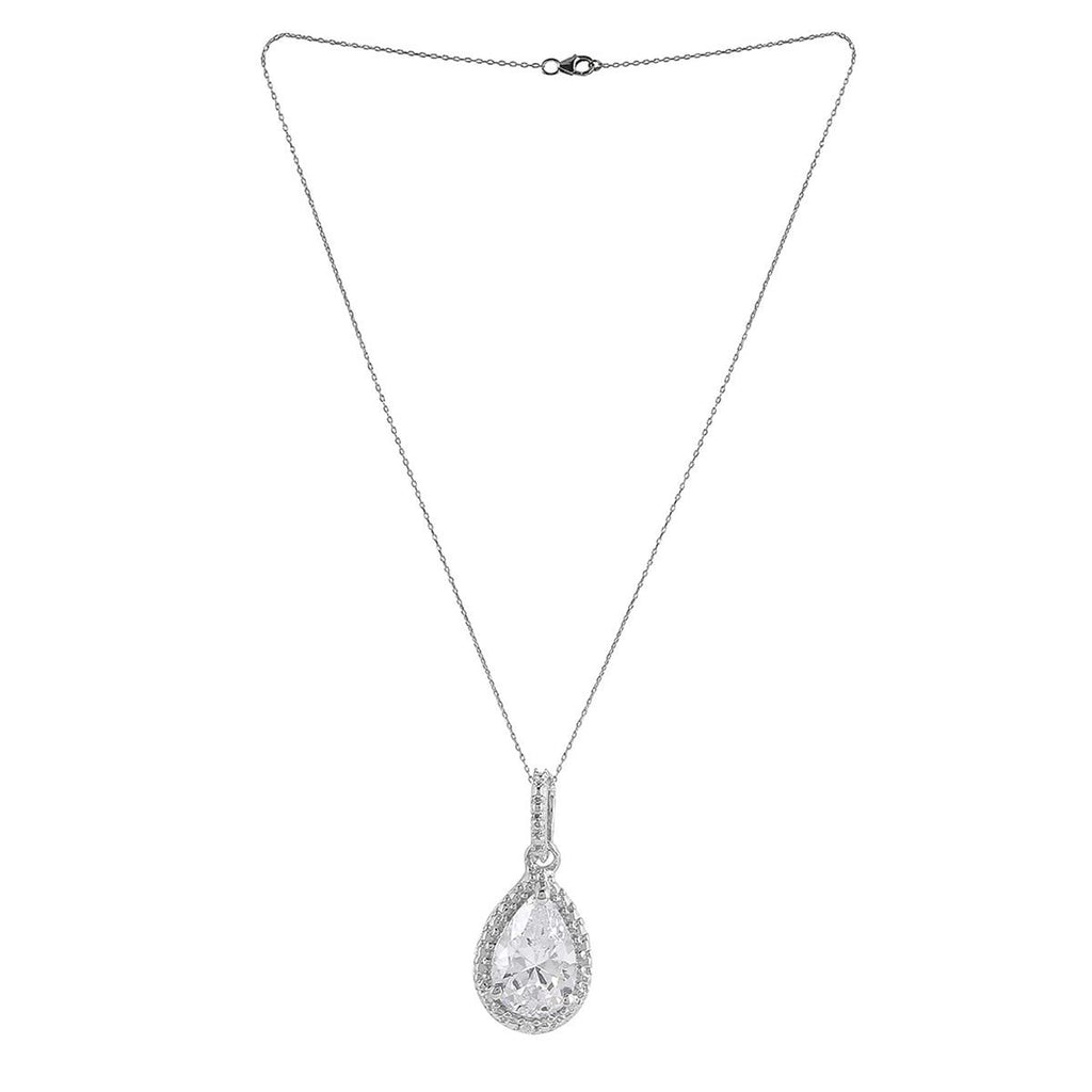 Sieradenset | Sterling zilveren hanger ketting CZ | Parel