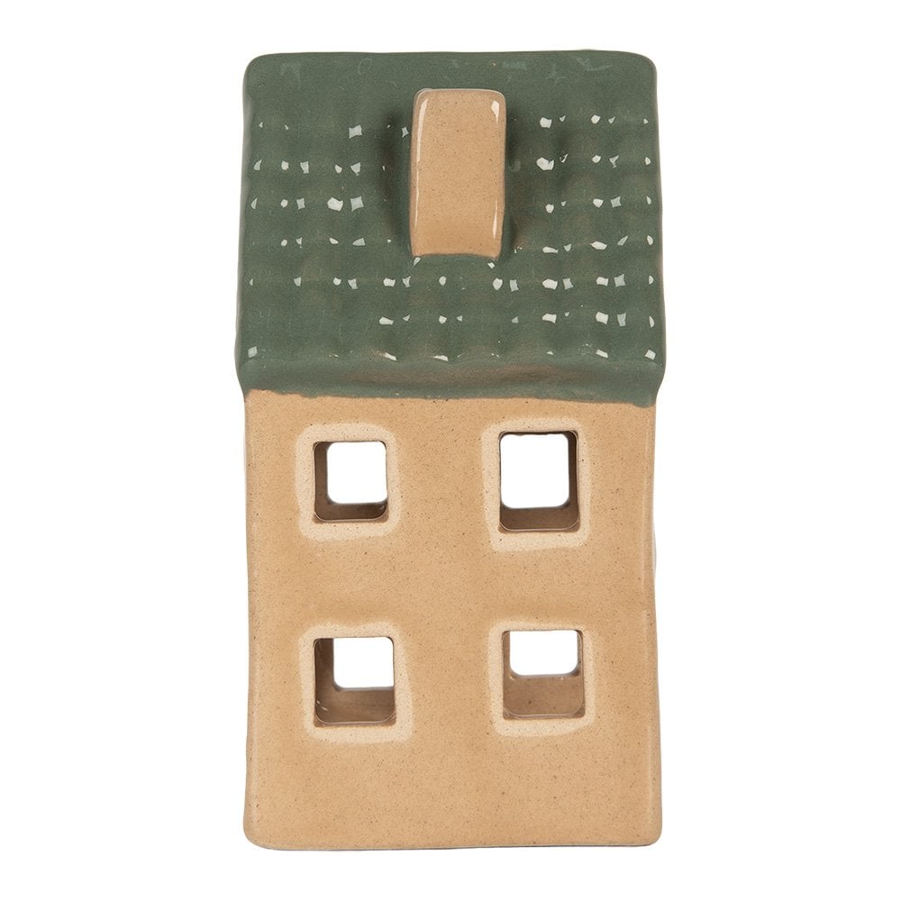 Waxinelichthouder Huis 6x6x11 cm Beige Keramiek