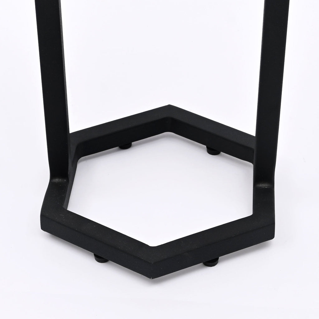 Marmeren bijzettafels Hexagon - Zwart ijzer - Set van twee