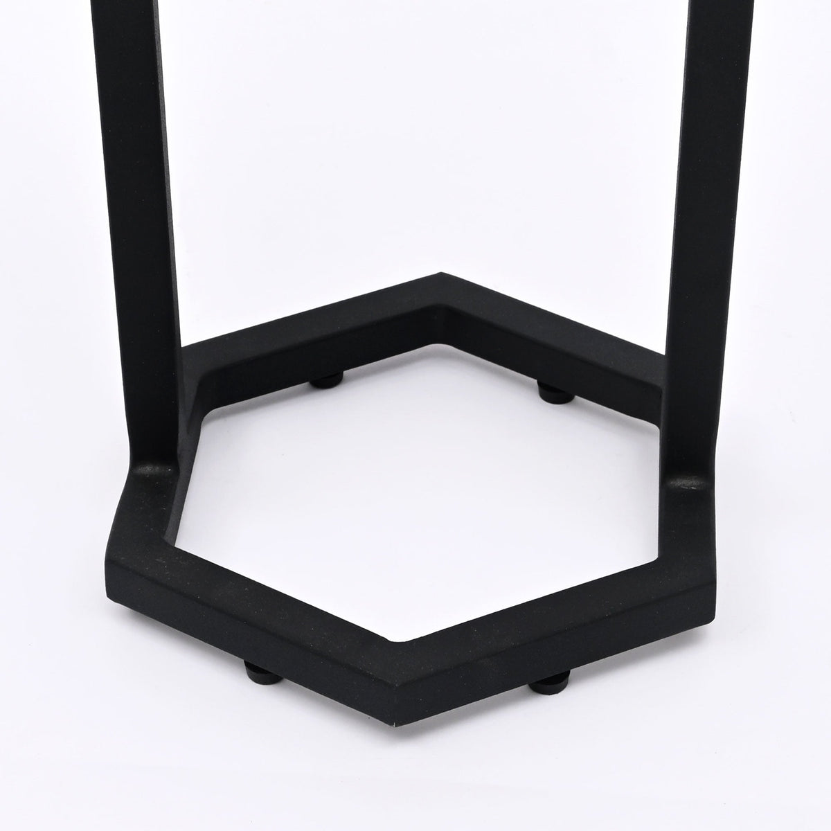 Marmeren bijzettafels Hexagon - Zwart ijzer - Set van twee