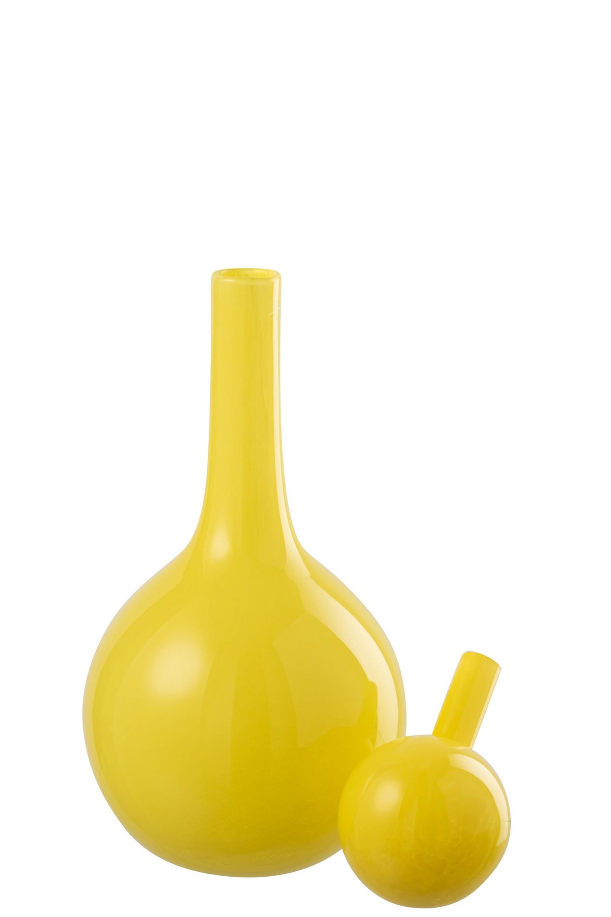 J-Line decoratie Fles Ubi - glas - geel - S