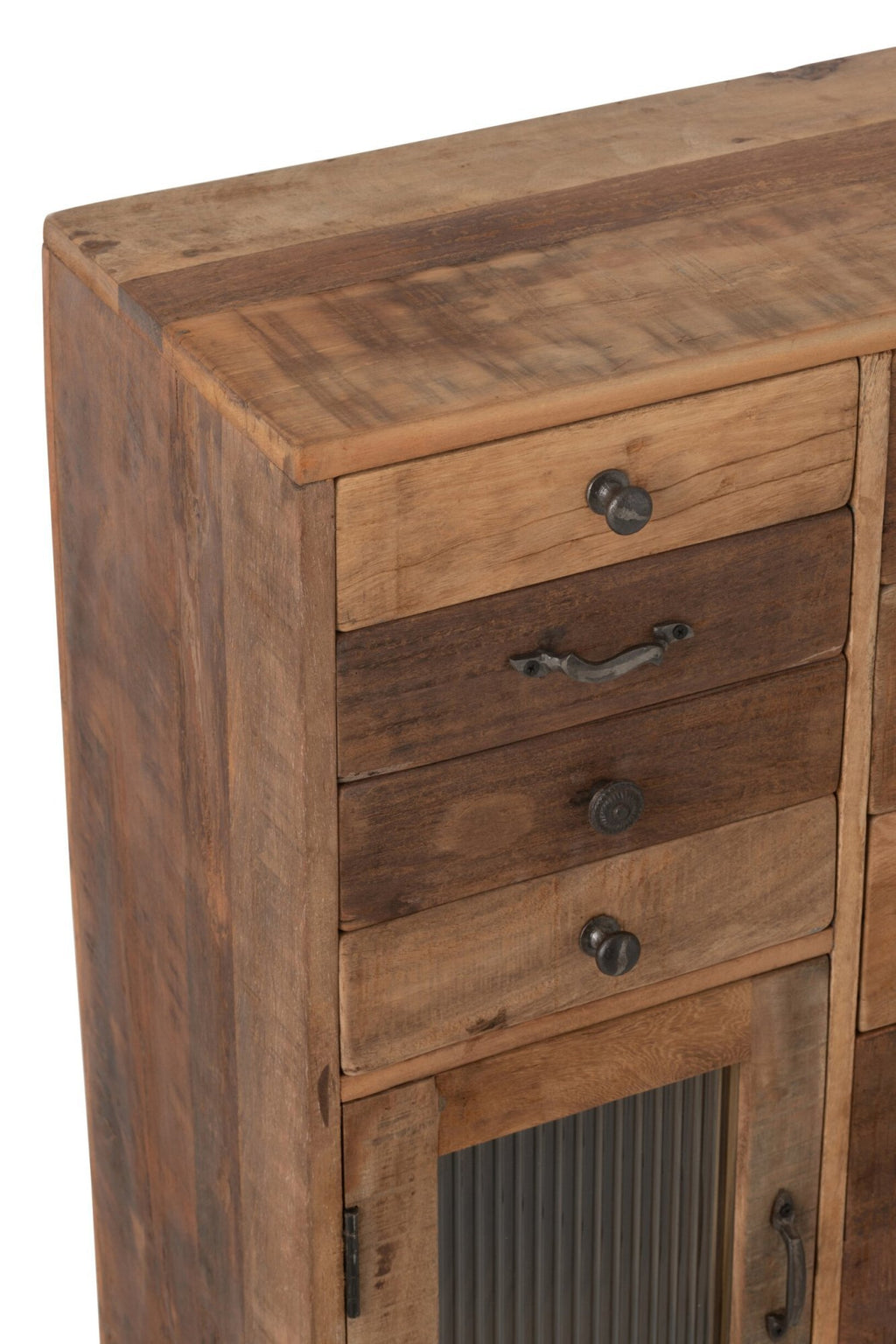 J-Line Kast Retro Gerecycleerd Hout/Glas Naturel