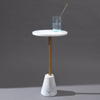 Marmeren Accenttafel - Gouden Afwerking - Sculpturale Kegelbasis