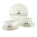 Kop en Schotel 220 ml Wit Zwart Porselein Harten Vogels Servies