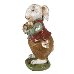 Beeld Konijn 9x12x22 cm Beige Rood Polyresin