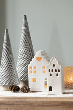 Beeld Kerstboom 27 cm Grijs Porselein Kerstdecoratie