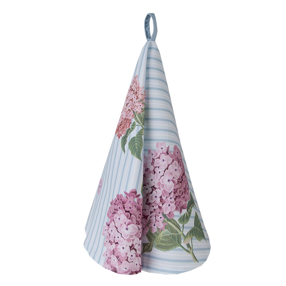 Theedoek Ø 80 cm Blauw Roze Katoen Hortensia