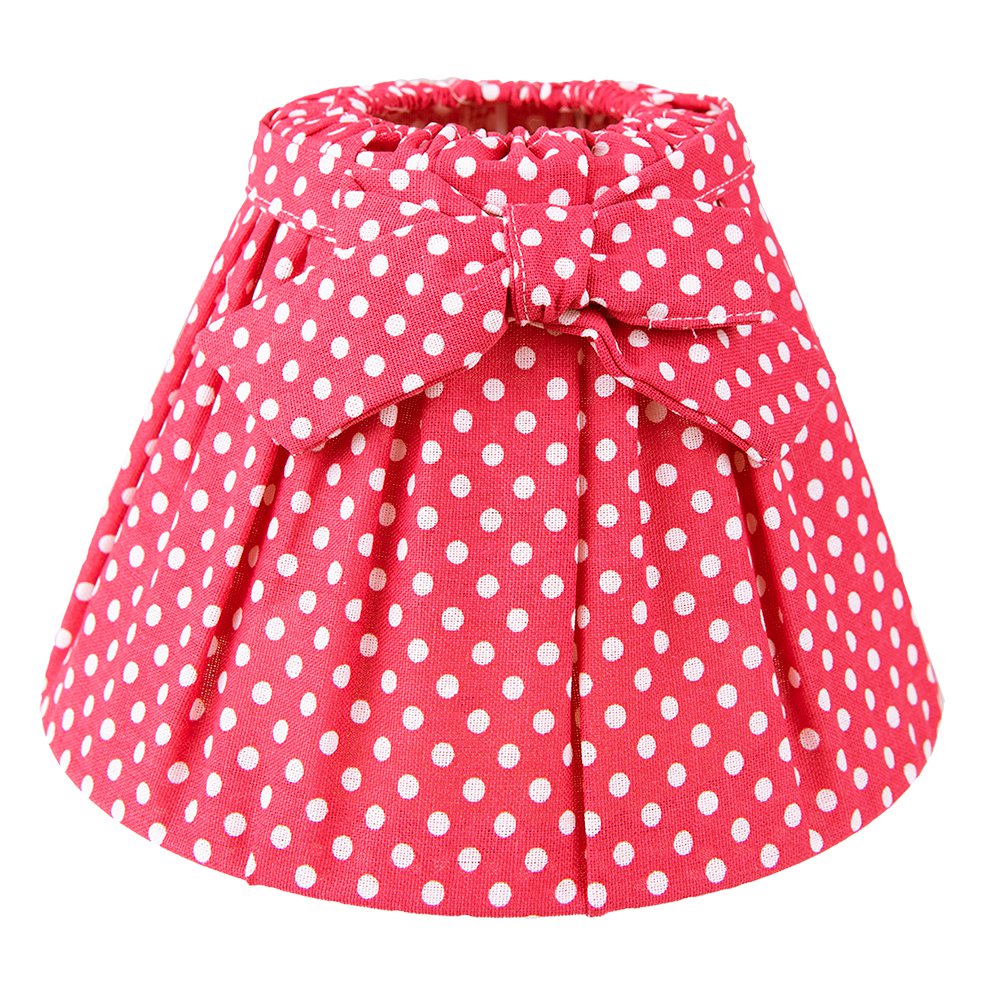 Lampenkap Ø 25x16 cm Rood Wit Linnen Stippen Stoffen Lampenkap