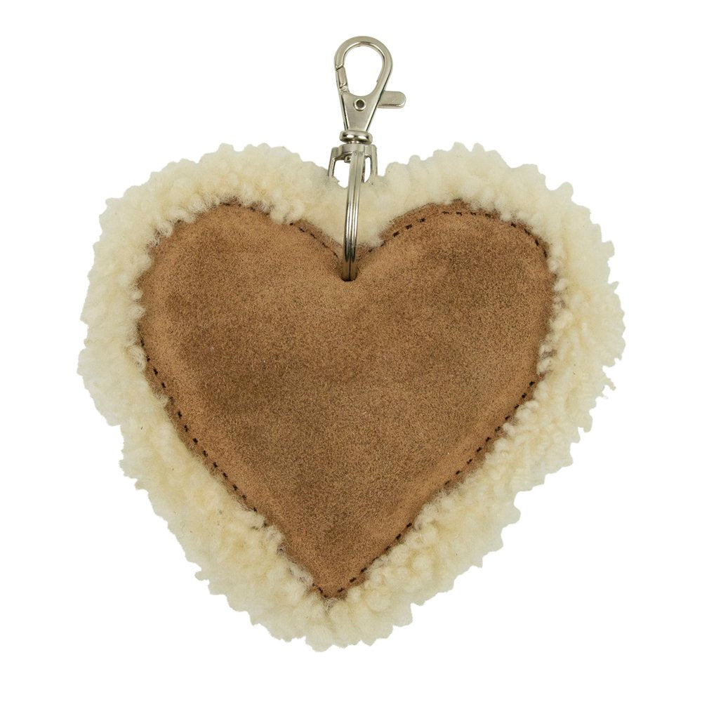 Schaap wit sleutelhanger hart leer 10cm