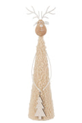J-Line figuur Rendier deco teddy - metaal/hout - beige/naturel - large