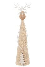 J-Line figuur Rendier deco teddy - metaal/hout - beige/naturel - large