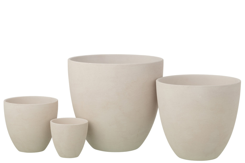 J-Line bloempot Rond - keramiek - wit - extra L