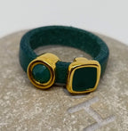 Fancy leren ringen Swarovski & emaille (set van 12 stuks)