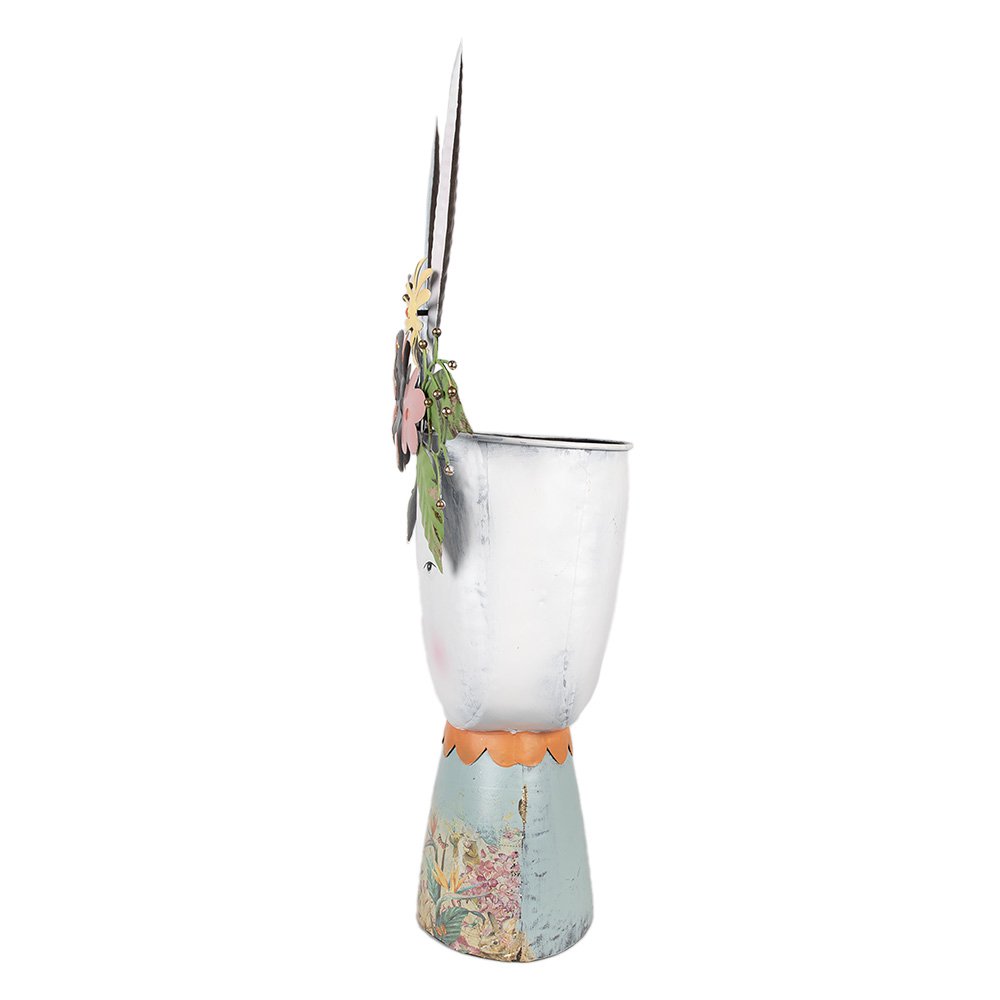 Bloempot Konijn 62 cm Wit Metaal Decoratie Beeld