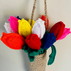 Luna-Leena 2x bloemtulp Hollands wit - zachte wol - handgehaakt in Nepal