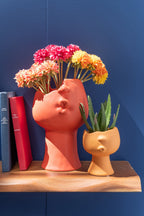 J-Line bloempot Enya - porselein - terracotta - Ø 17 cm