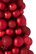 J-Line Kegel met kerstballen - PS - kerstrood