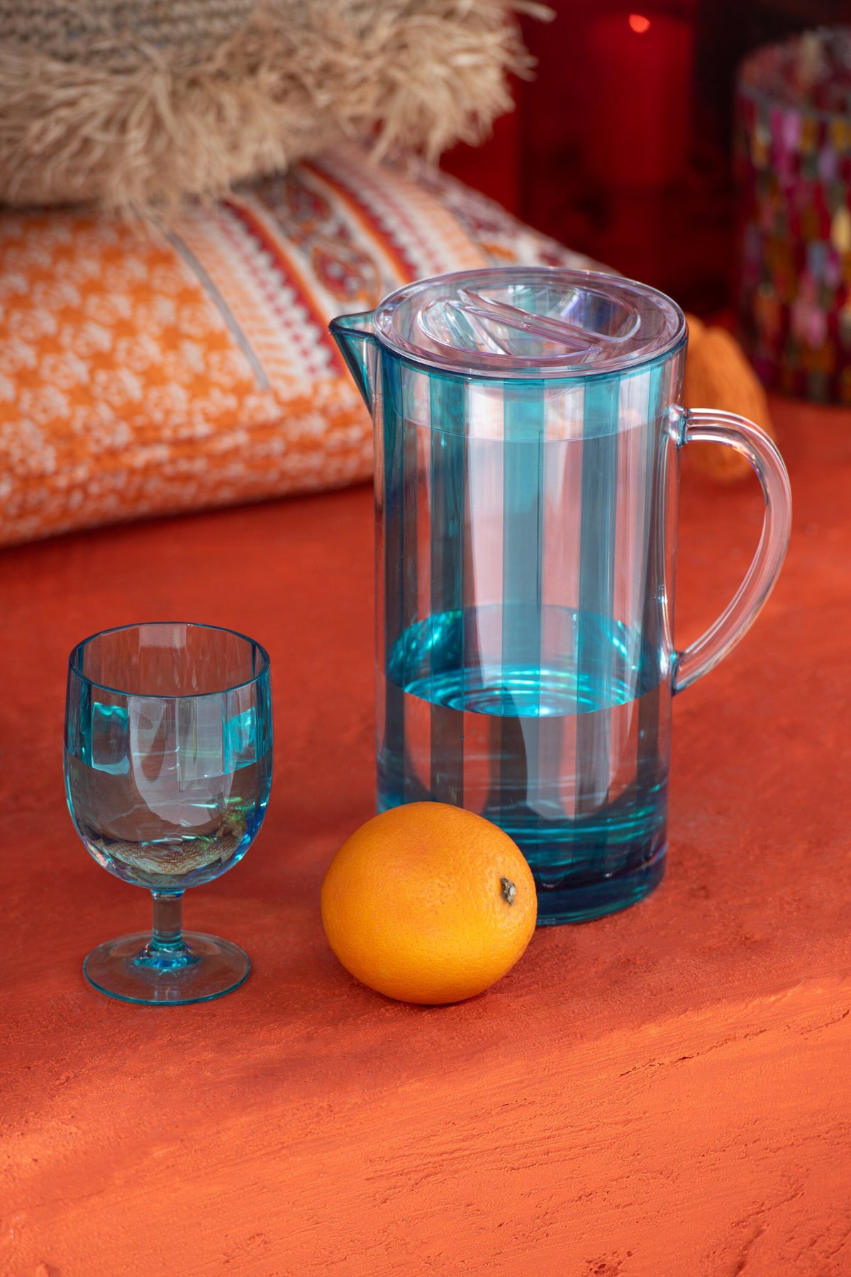 J-Line wijnglas - kunststof - blauw - 6 stuks