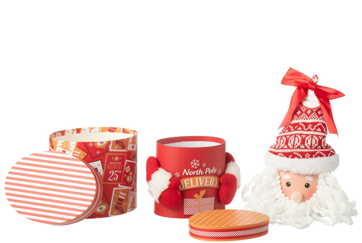 J-Line Voorraadpot Giftbox Papier Rood