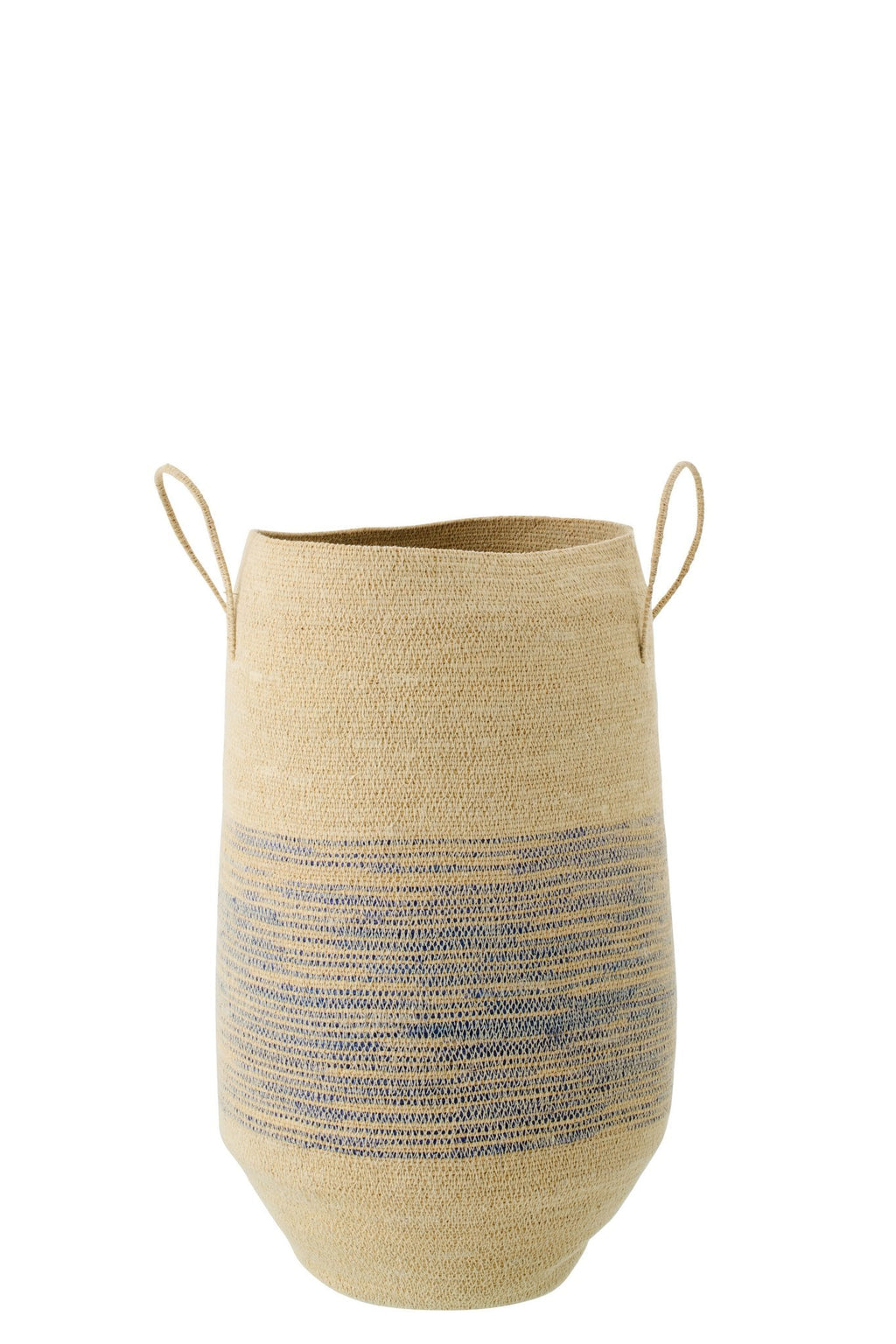 J-Line mand Met Handvat Gestreept - zeegras - naturel/blauw