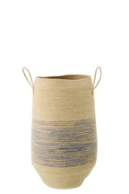J-Line mand Met Handvat Gestreept - zeegras - naturel/blauw
