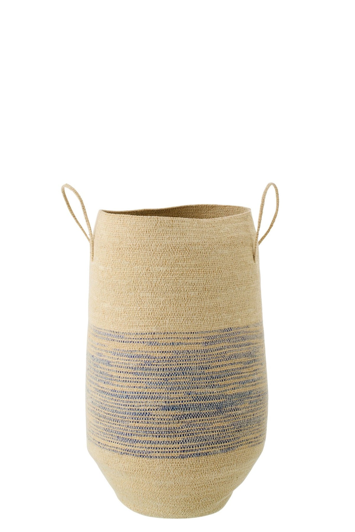 J-Line mand Met Handvat Gestreept - zeegras - naturel/blauw
