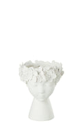 J -Line Bloempot Kop - Polyresin - Wit - Large - Ø 21 cm