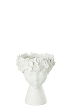 J -Line Bloempot Kop - Polyresin - Wit - Large - Ø 21 cm