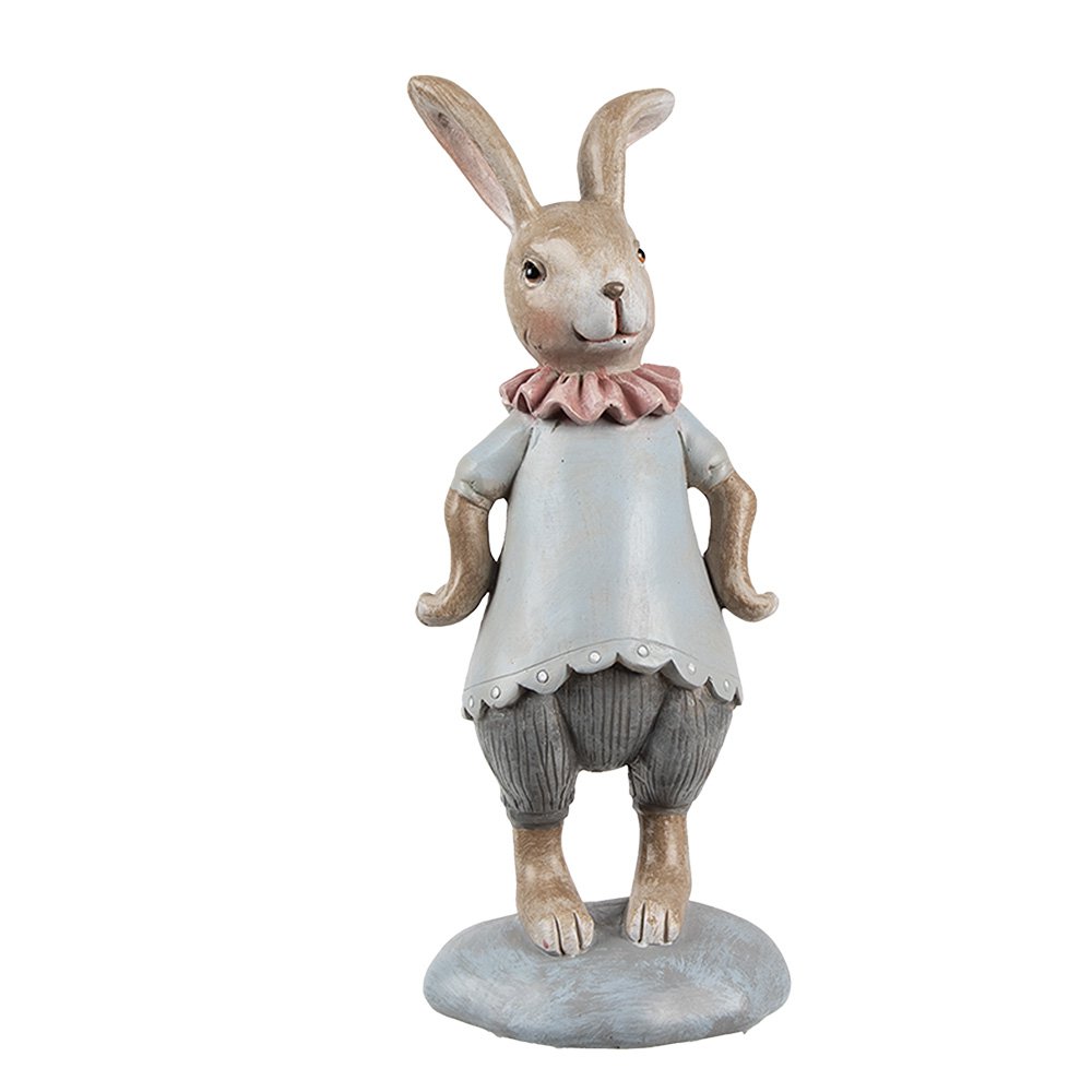 Decoratie Beeld Konijn 19 cm Beige Blauw Kunststof