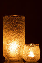J-Line windlicht Rand - glas - goud/transparant - large