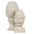 Beeld Dennenappel 11x11x21 cm Beige Steen Kerstdecoratie