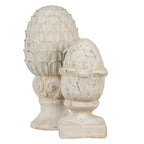 Beeld Dennenappel 11x11x21 cm Beige Steen Kerstdecoratie