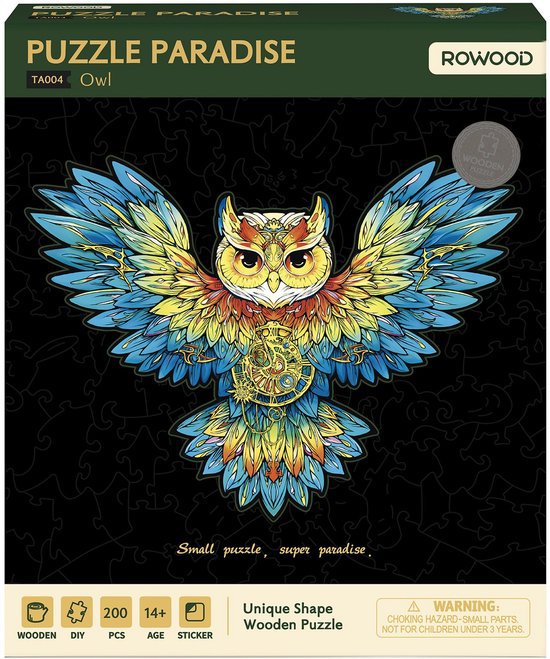 Houten Legpuzzel, Rowood/Robotime, Paradise, Owl, TA004, 36,8x27,5cm