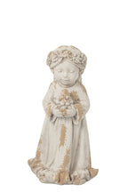 J-Line Engel met bloem voor buiten - magnesium - ecru/beige