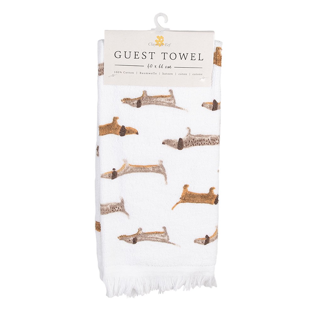Gastendoekje 40x66 cm Wit Bruin Katoen Honden Toilet Handdoek