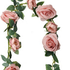 Kunstbloem Guirlande 150 cm Roze Groen Kunststof Rozen