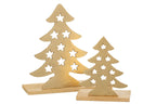 J-Line theelichthouder Kerstboom - aluminium/hout - goud - large