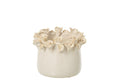 J-Line Bloempot met rozen - keramiek - ecru - small