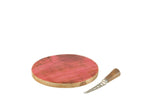 J-Line Kaasplank+Mes Rond Mango Hout Roze