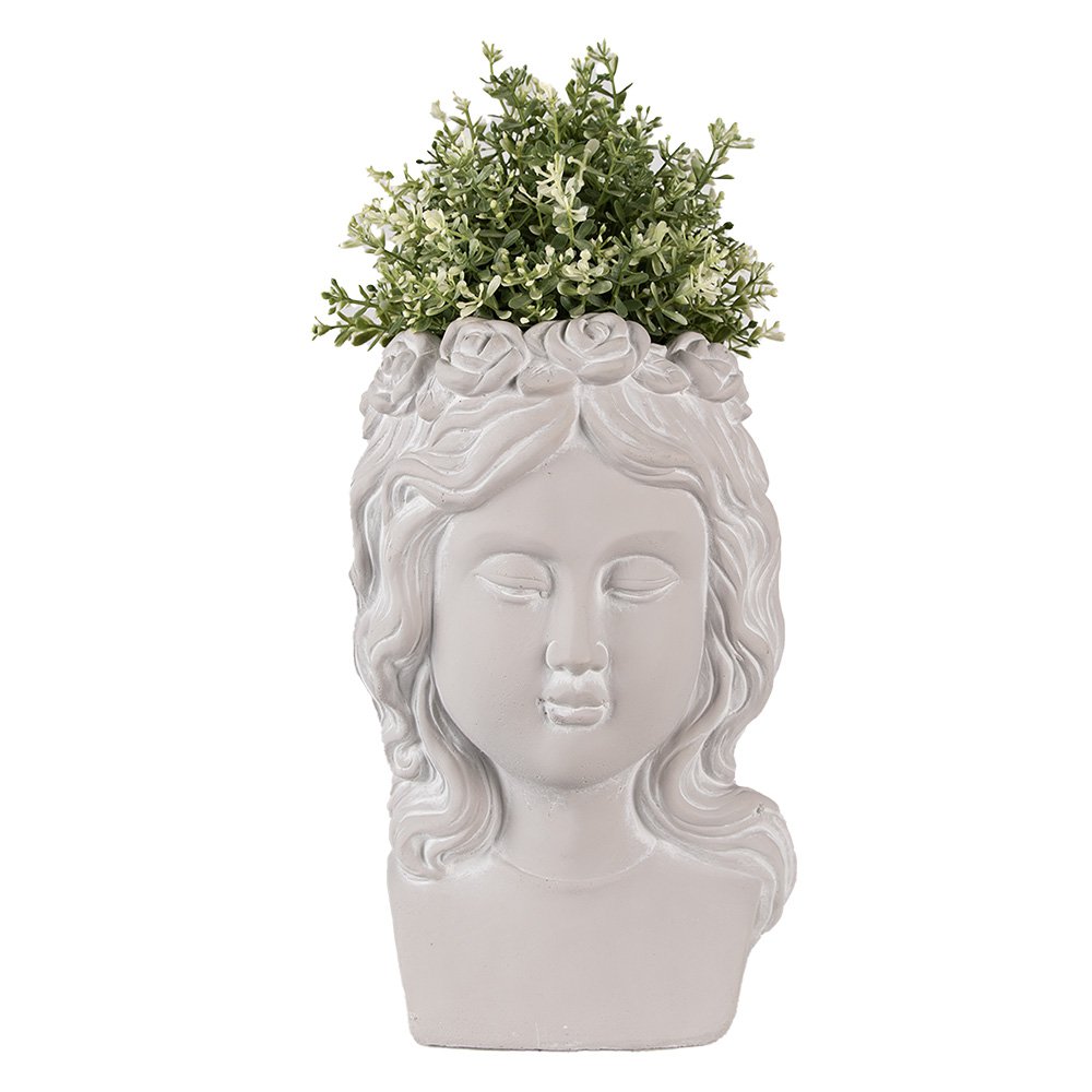 Bloempot Hoofd 20x17x30 cm Grijs Steen