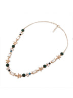 Vergulde verfraaide ketting – Mode-sieraden – Legering, Kunststenen, Kreeftsluiting – 25 cm