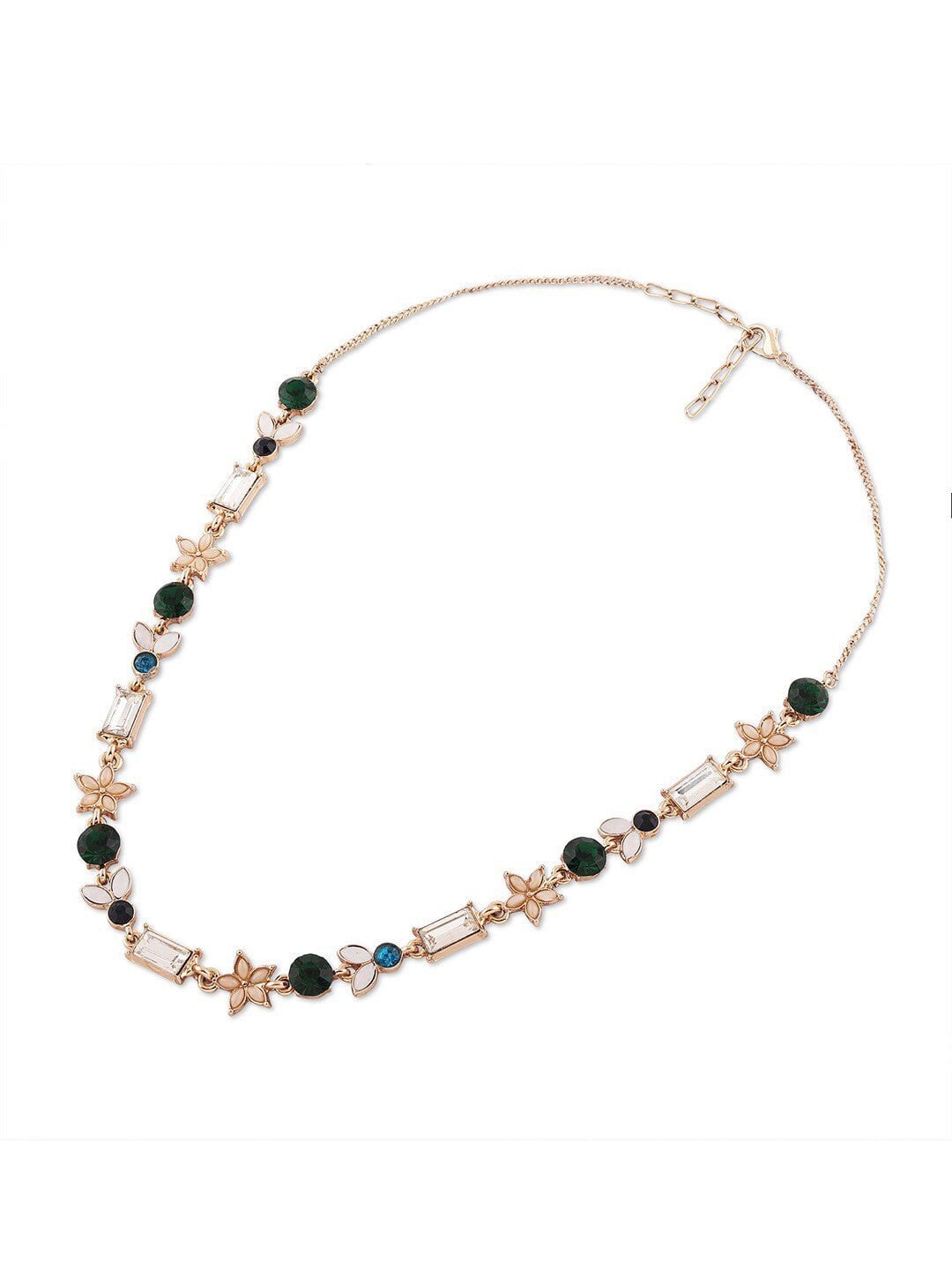 Vergulde verfraaide ketting – Mode-sieraden – Legering, Kunststenen, Kreeftsluiting – 25 cm