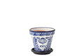 J-Line bloempot Granada - keramiek - blauw - medium - Ø 27 cm
