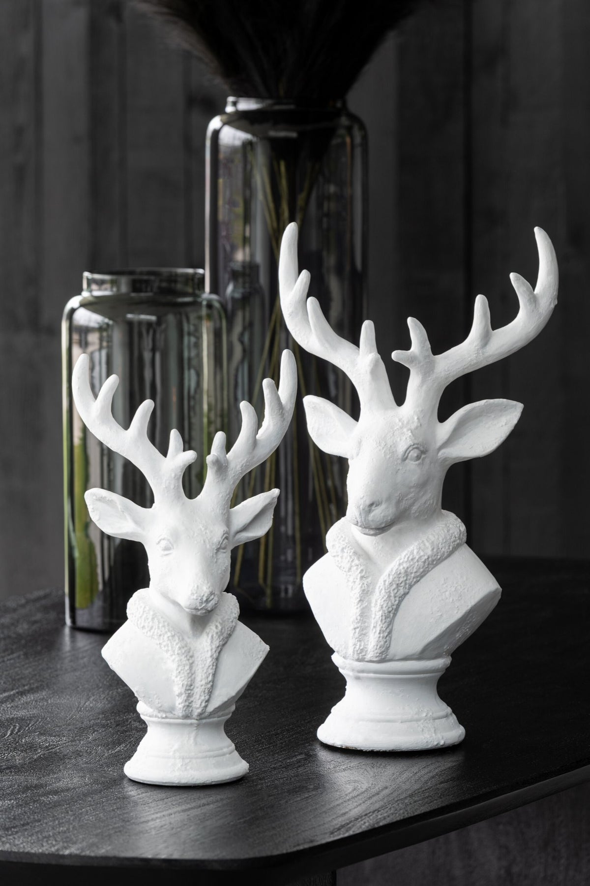 J-Line decoratie Hert - polyresin - wit - S