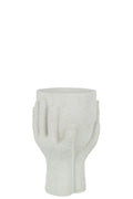J-Line bloempot Handen - cement - wit - large - Ø 14 cm