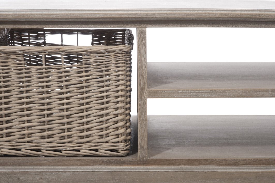 J-Line Salontafel Rechthoek - 2 schuiven en 1 mand - hout - grijs